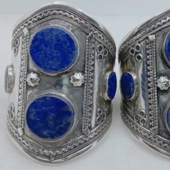 Single Double Stone Afghan Kuchi Bracelet, Big Bracelet With Stones, Ethnic Cuff - Picture 4 of 6